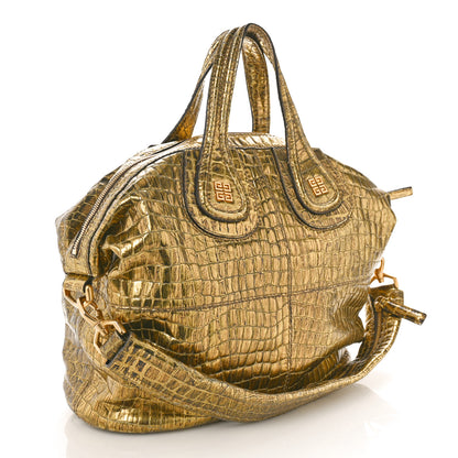 Givenchy Calfskin Crocodile Embossed Medium Nightingale Gold 2 of 10