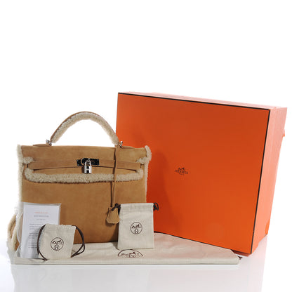 Hermes Veau Doblis Suede Mouton Shearling Teddy Plush Kelly Retourne 40 Alezan 6 of 11