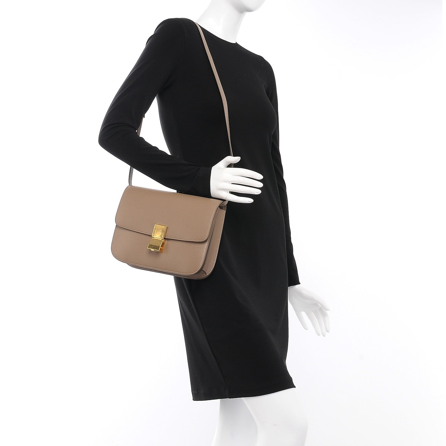 Celine Liege Calfskin Medium Classic Box Flap Bag Taupe 3 of 9