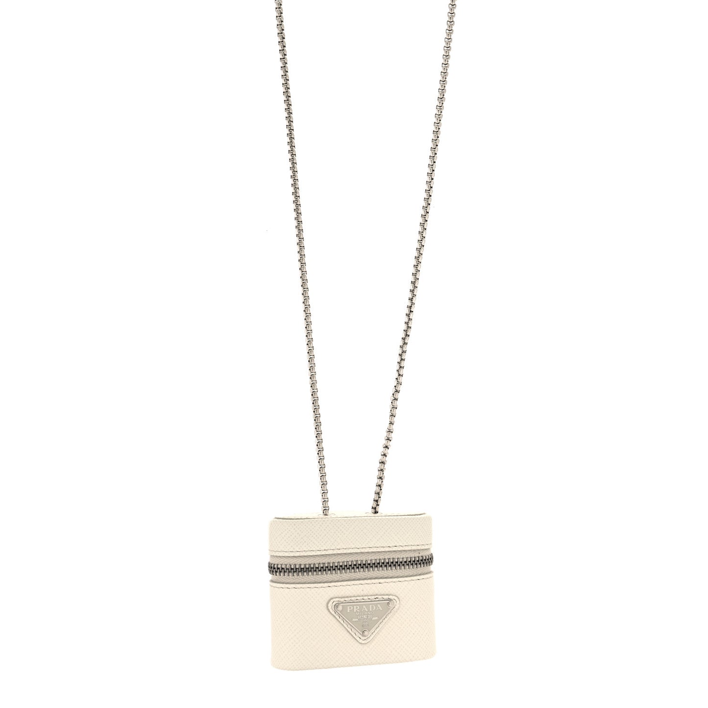Saffiano Airpods Chain Necklace White
