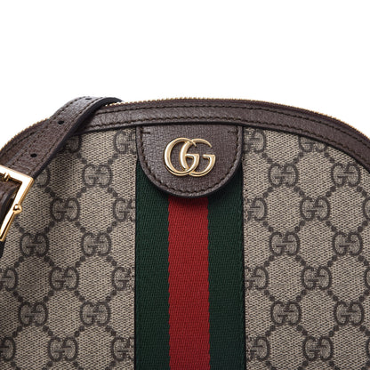 Gucci GG Supreme Monogram Textured Dollar Calfskin Web Small Ophidia Dome Shoulder Bag Beige Ebony New Acero 10 of 10