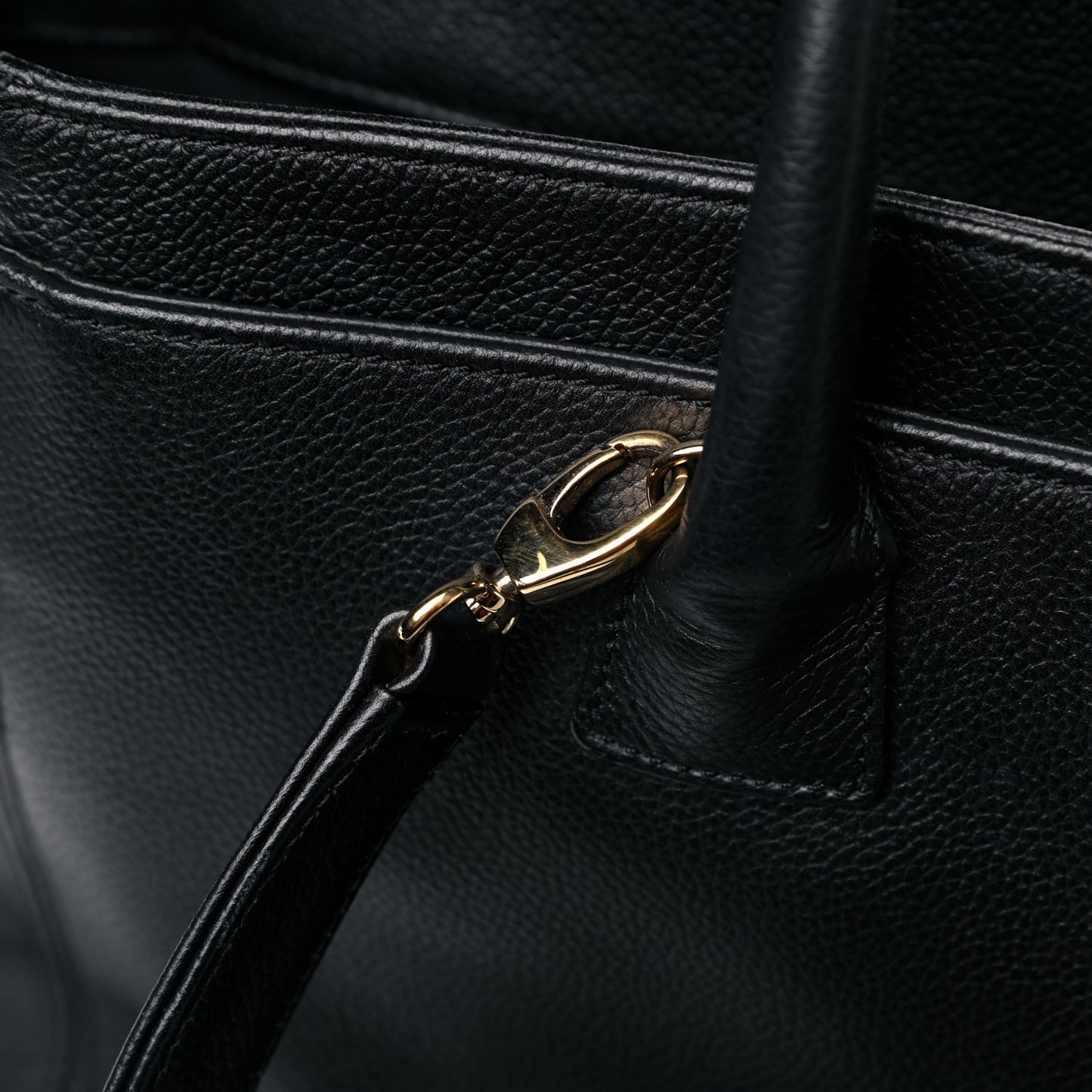 Calfskin Cerf Executive Shopper Tote Black