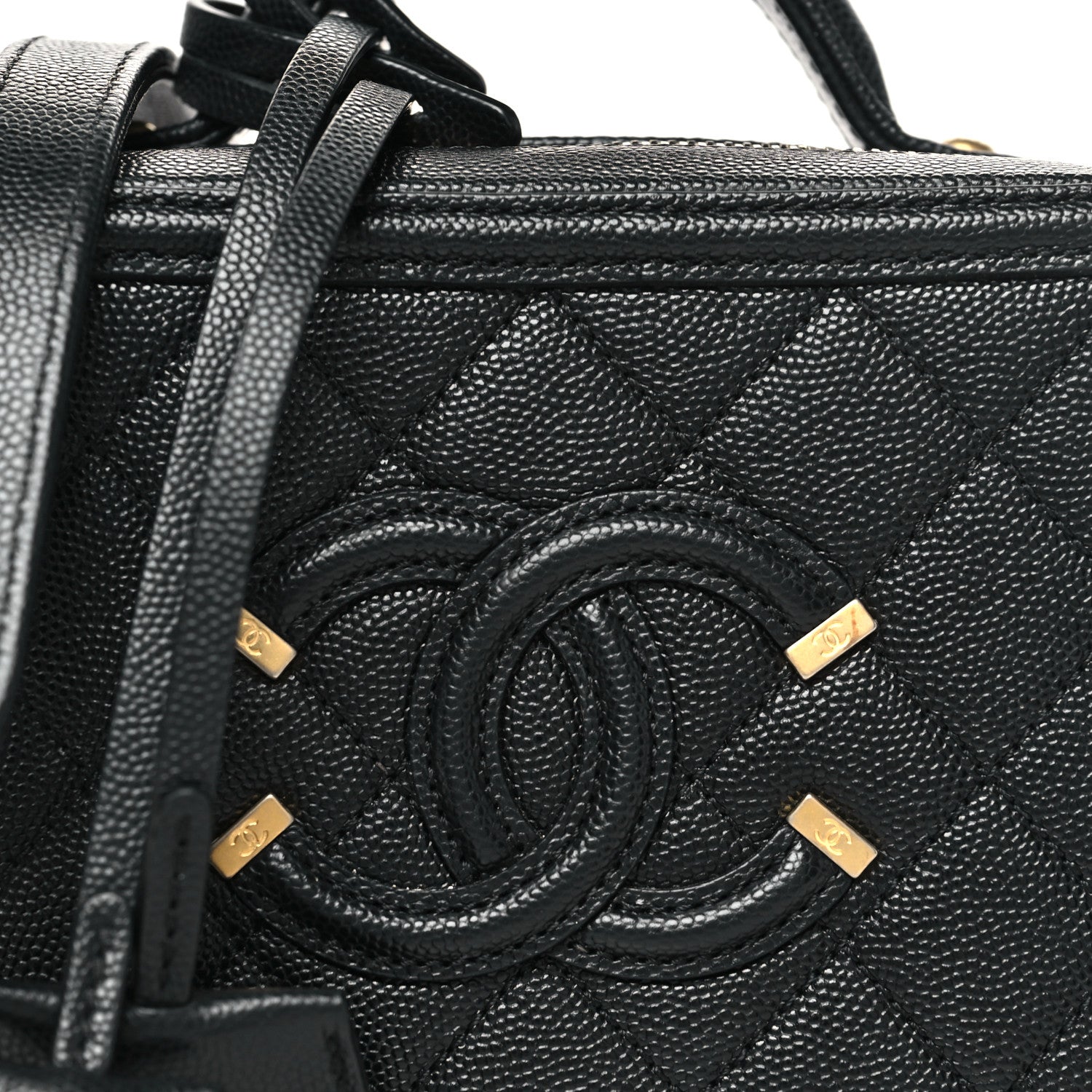 Chanel Caviar Quilted Small CC Filigree Vanity Case Black 8 of 12