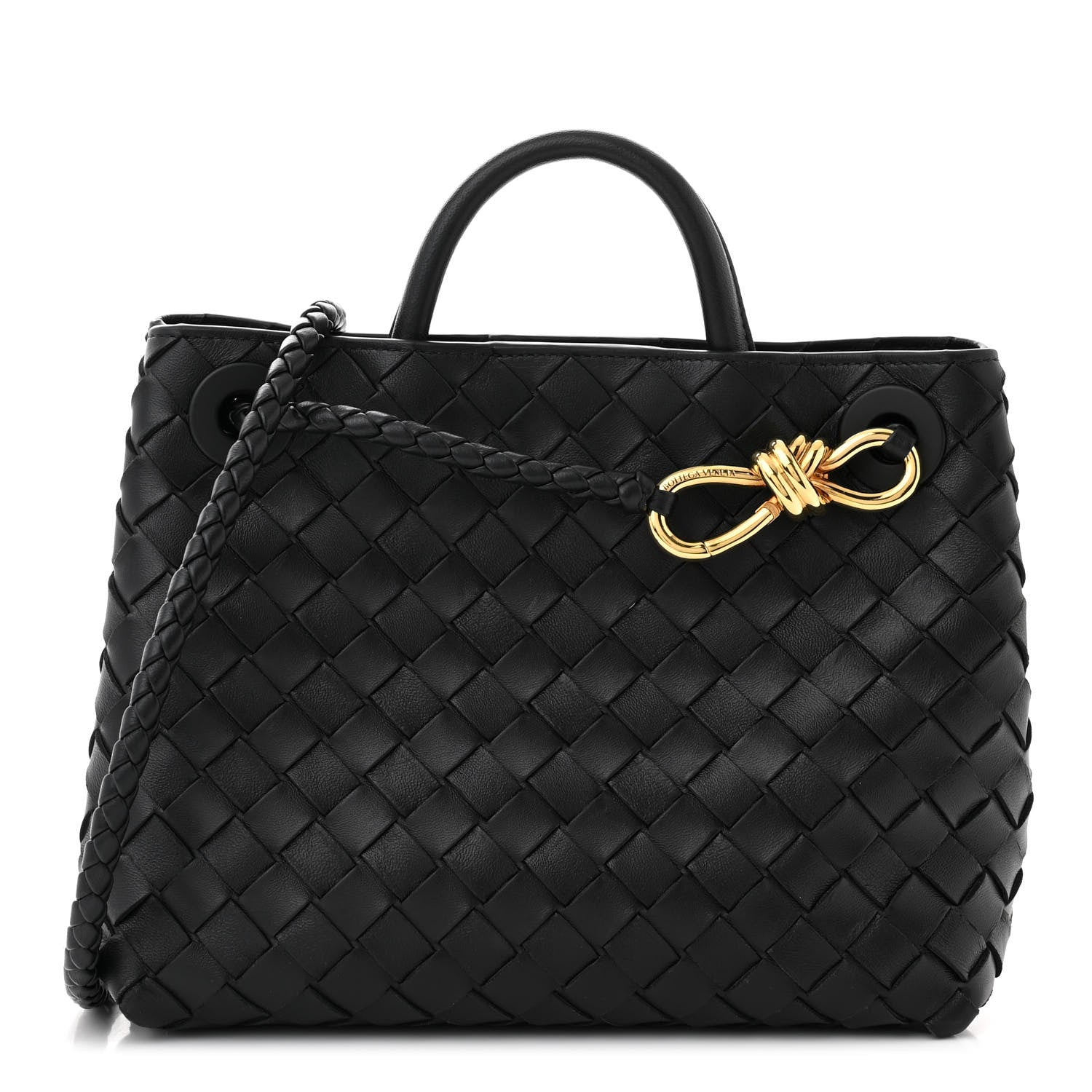 Bottega Veneta Nappa Intrecciato Small Andiamo Shoulder Bag Black 1 of 9