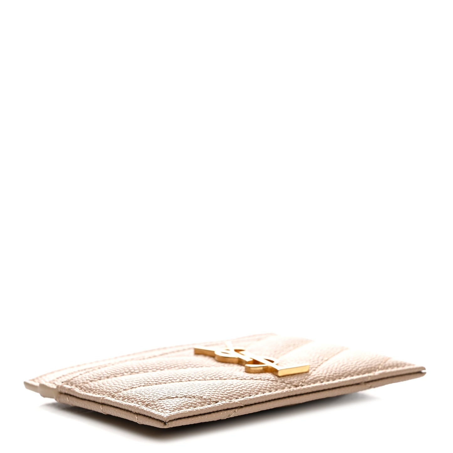 Grain De Poudre Matelasse Chevron Monogram Credit Card Case Dark Beige