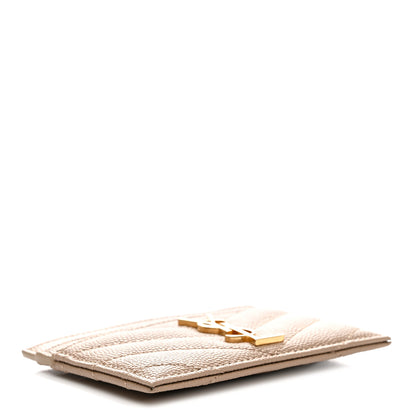 Saint Laurent Grain De Poudre Matelasse Chevron Monogram Credit Card Case Dark Beige 4 of 8