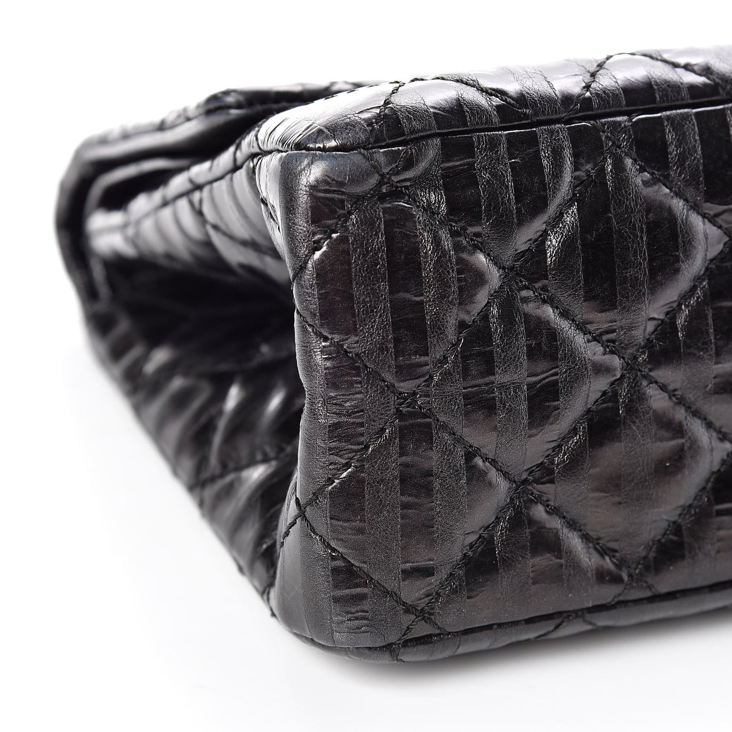 Metallic Calfskin Striped 2.55 Reissue 226 Flap Black