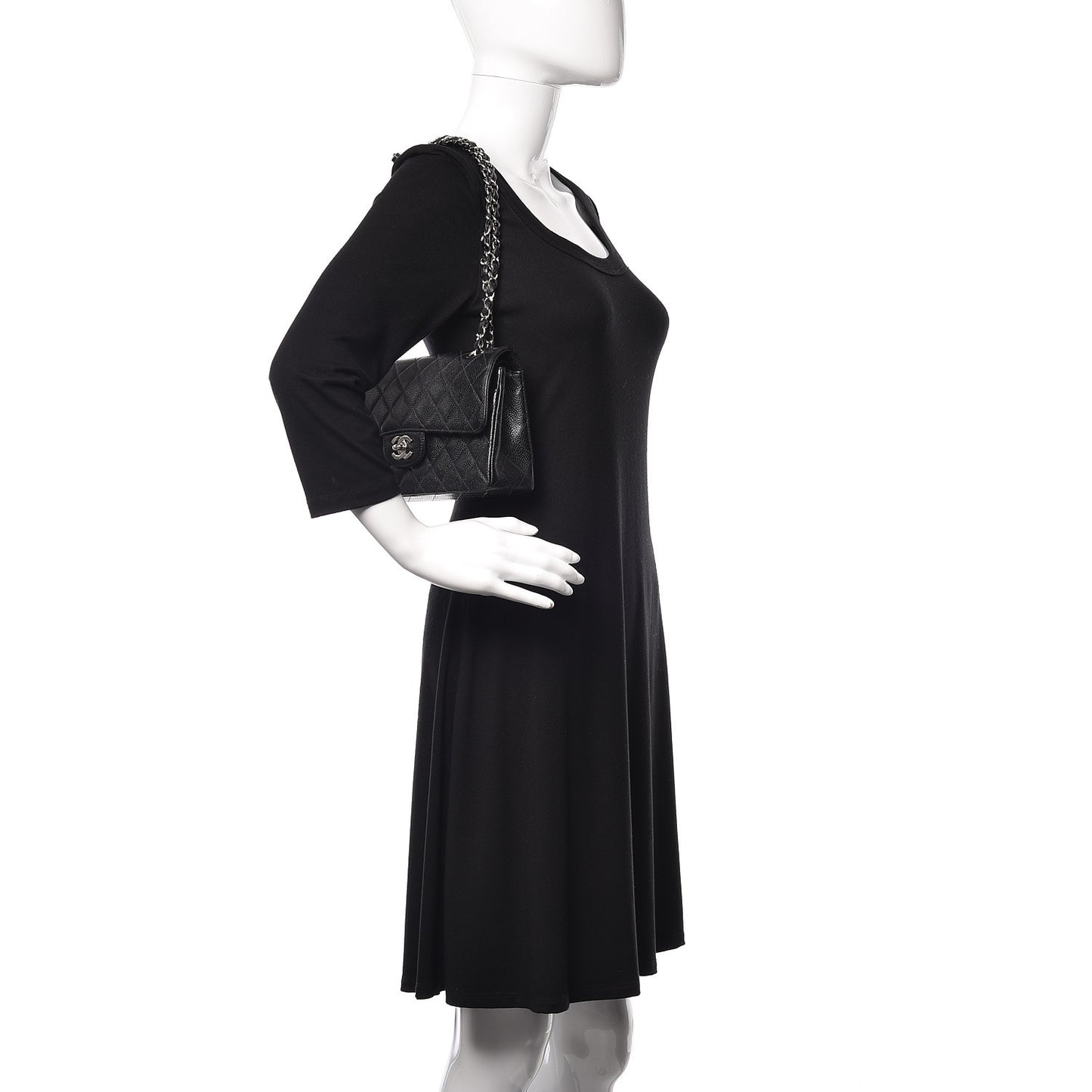 Caviar Quilted Small Double Flap Black