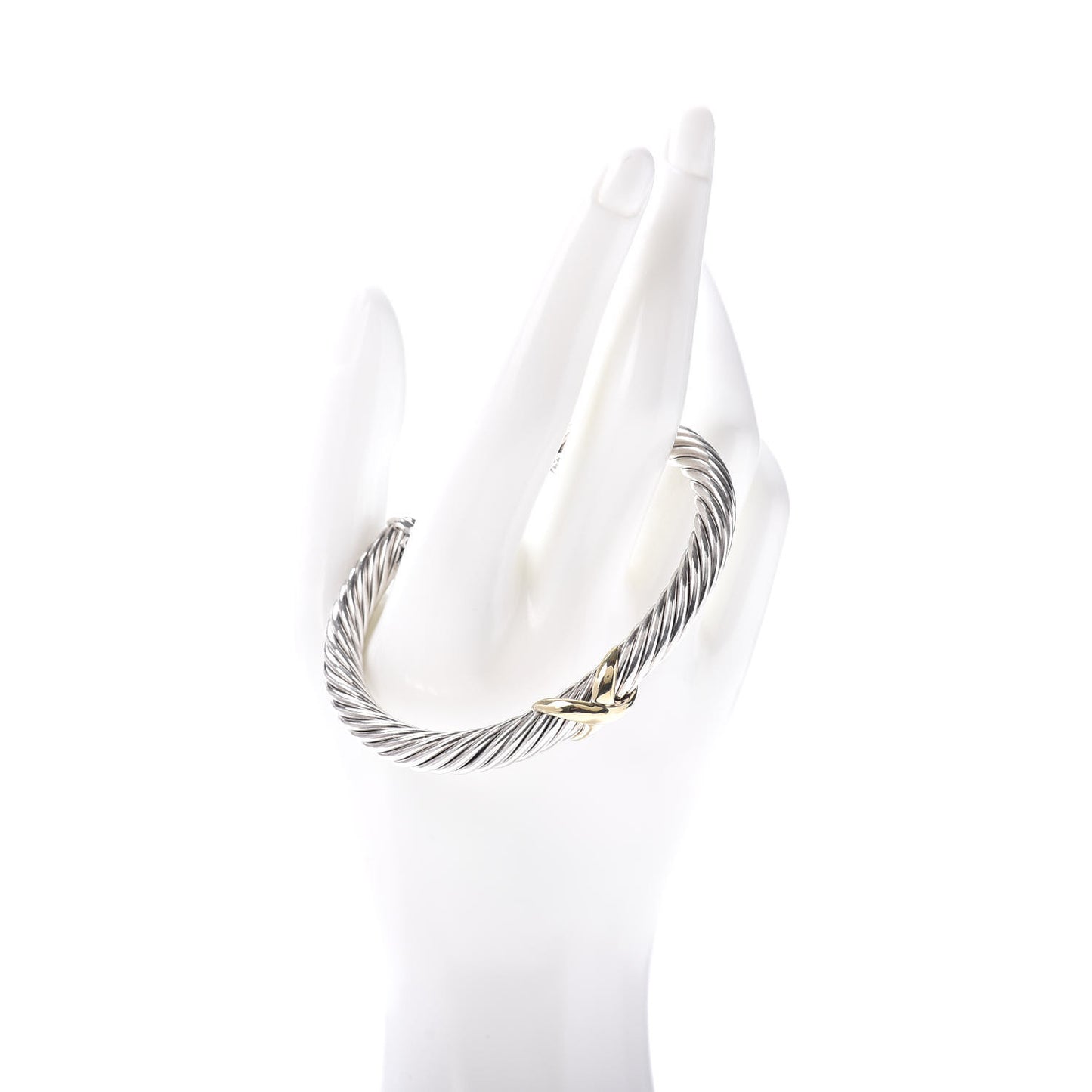 Sterling Silver 14K Yellow Gold 7mm X Station Cable Bracelet
