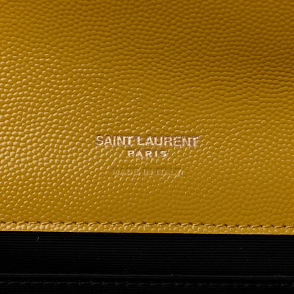 Saint Laurent Grain De Poudre Matelasse Chevron Monogram Envelope Clutch Light Chartreuse 6 of 12