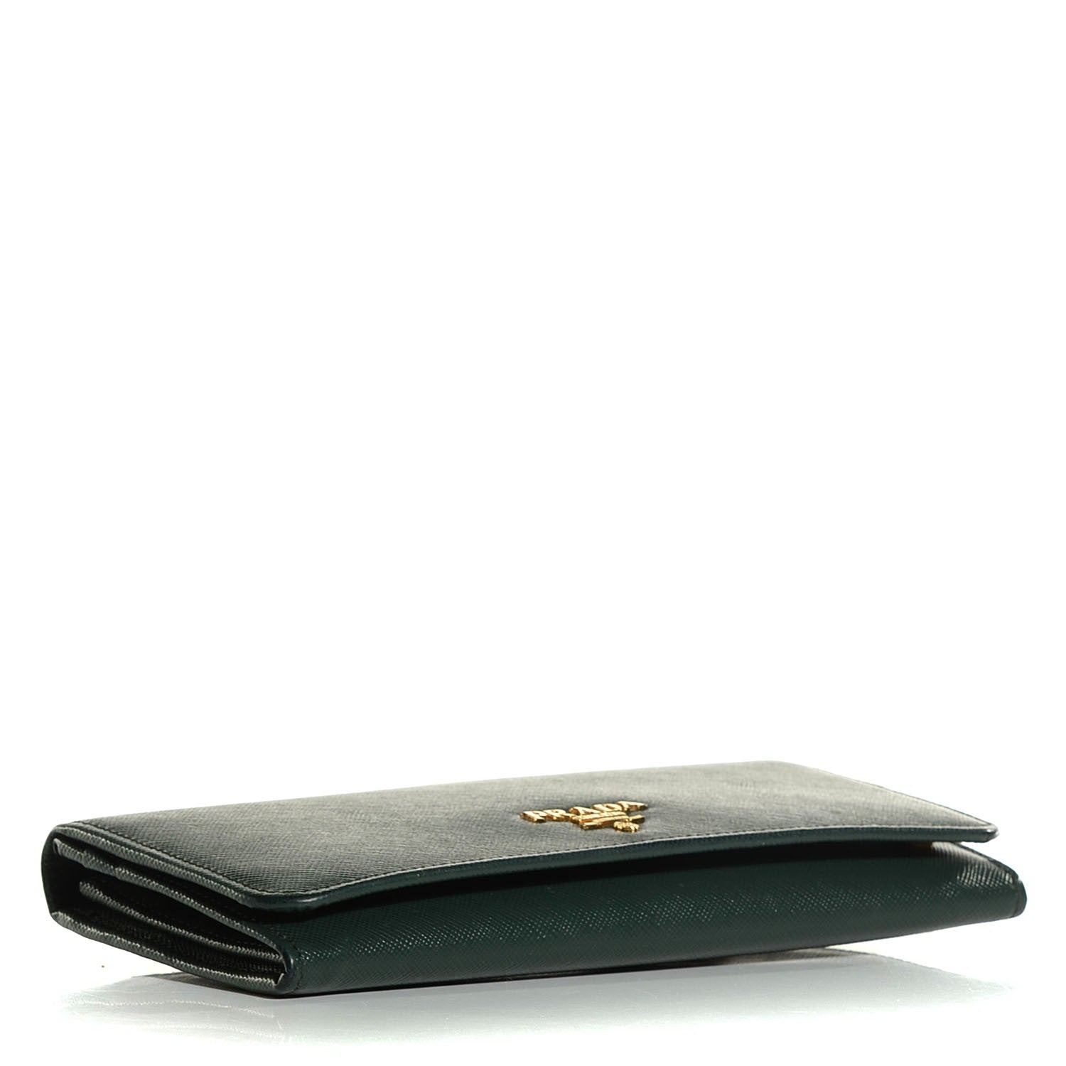Prada Saffiano Metal Continental Flap Wallet Smeraldo 4 of 9