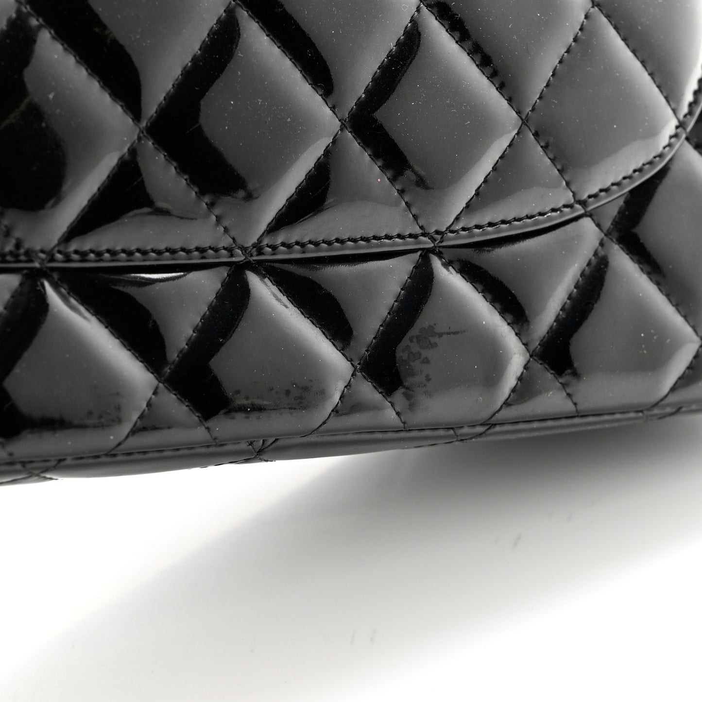Patent Quilted Jumbo Double Flap Black