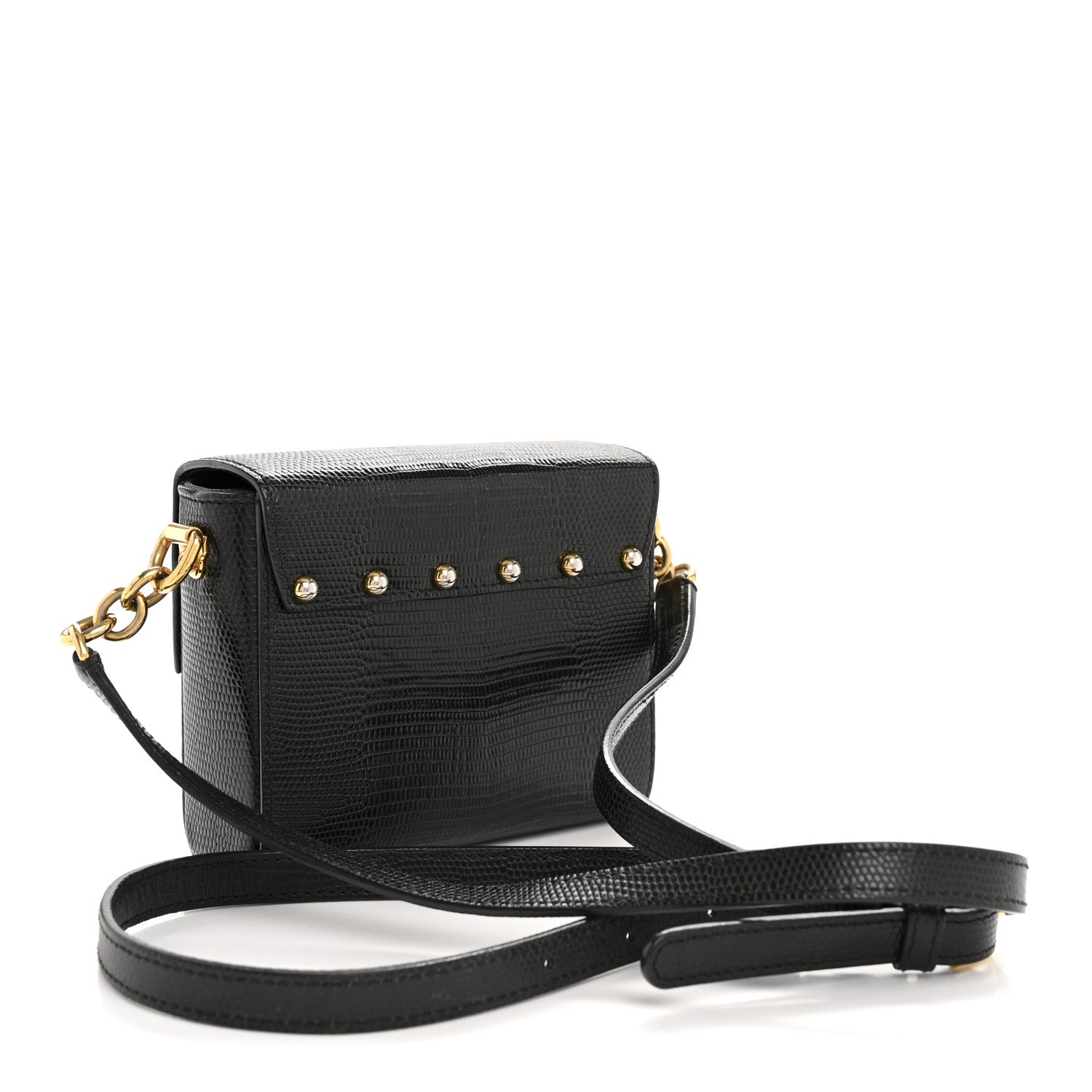 Dolce & Gabbana Calfskin Iguana Embossed Mini Lucia Satchel Black 3 of 13