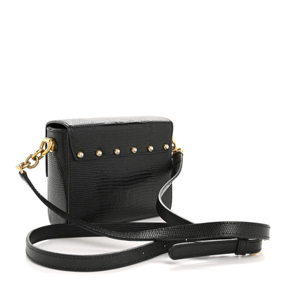 Dolce & Gabbana Calfskin Iguana Embossed Mini Lucia Satchel Black 3 of 13