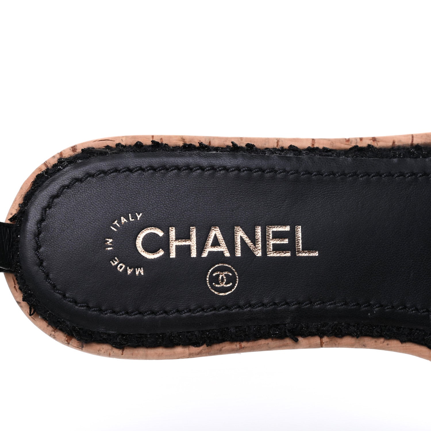 Chanel Tweed Cork CC Chain Mule Sandal 39.5 Black 7 of 9