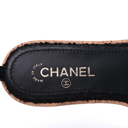 Chanel Tweed Cork CC Chain Mule Sandal 39.5 Black 7 of 9