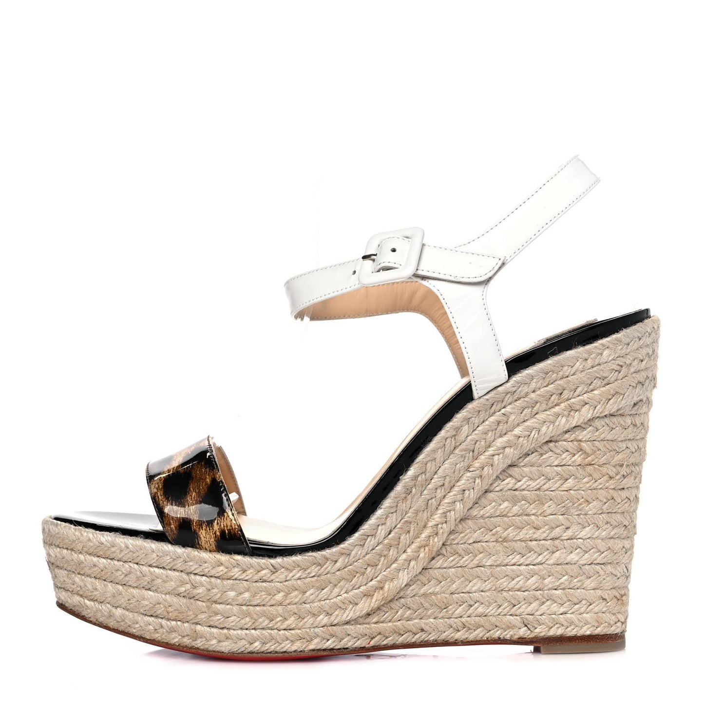 Patent Leopard Print Spachica 120 Wedge Sandals 41 Version Brown