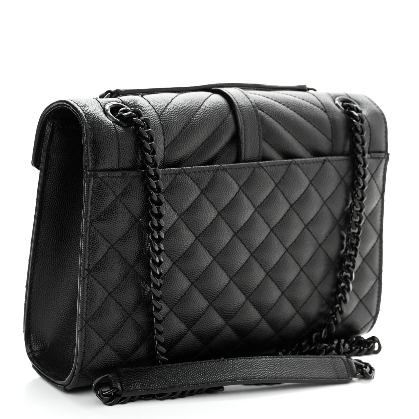 Grain De Poudre Textured Mixed Matelasse Triquilt Medium Monogram Satchel Black