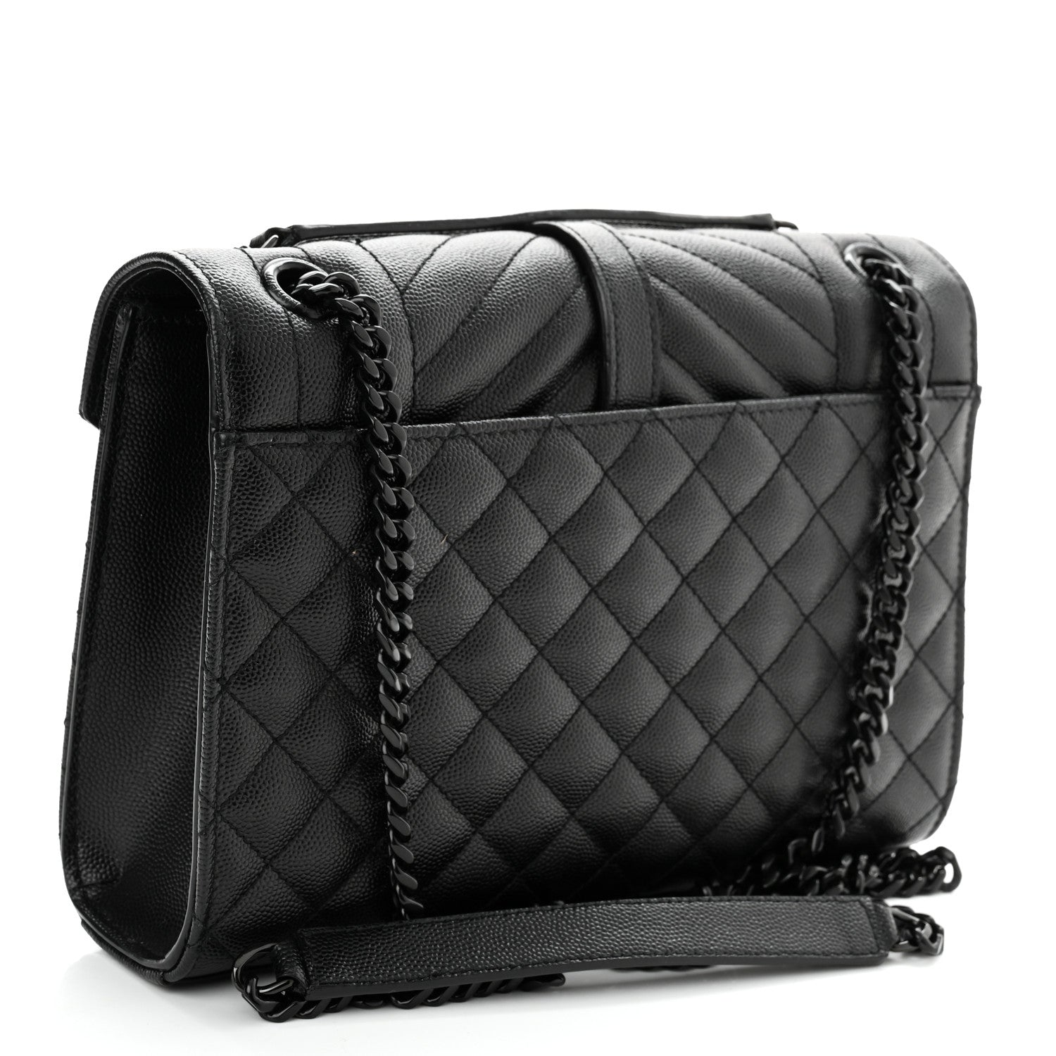 Saint Laurent Grain De Poudre Textured Mixed Matelasse Triquilt Medium Monogram Satchel Black 3 of 11
