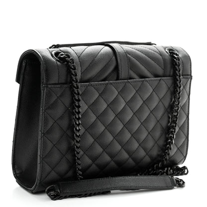Saint Laurent Grain De Poudre Textured Mixed Matelasse Triquilt Medium Monogram Satchel Black 3 of 11