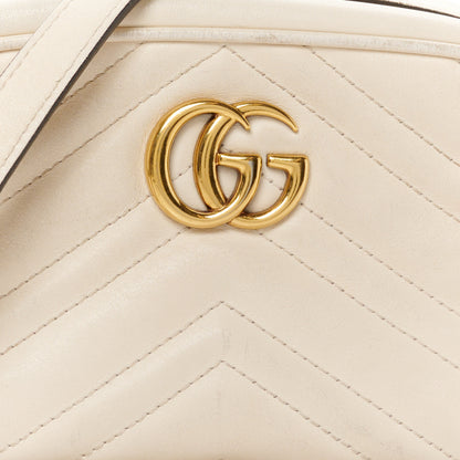 Gucci Calfskin Matelasse Mini GG Marmont Chain Shoulder Bag White 9 of 11