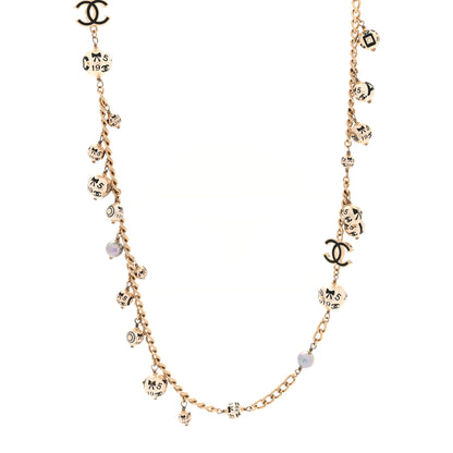 Chanel Enamel Pearl CC Camellia Long Necklace Gold Black 1 of 4