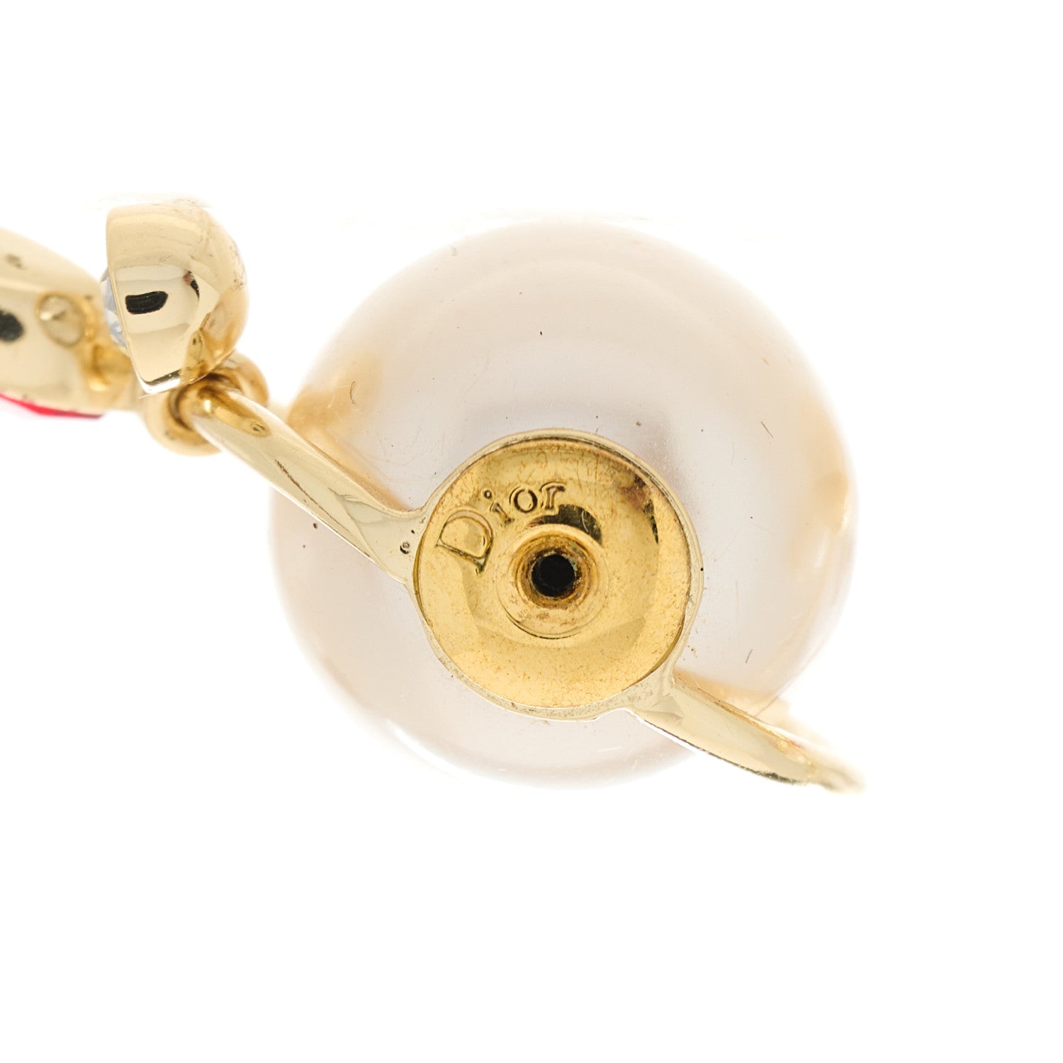 Christian Dior Pearl Crystal Mise En Dior Tribal Dangle Earrings Gold Red 4 of 5