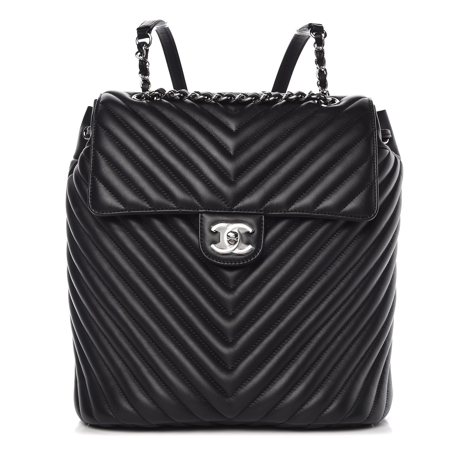 Chanel Calfskin Chevron Quilted Large Urban Spirit Backpack Black 1 of 7