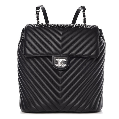Chanel Calfskin Chevron Quilted Large Urban Spirit Backpack Black 1 of 7