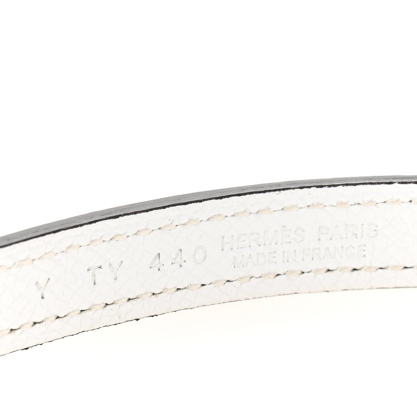 Swift Epsom Lacquered Metal 13mm Au Carre Double H Belt 70 28 Etoupe White