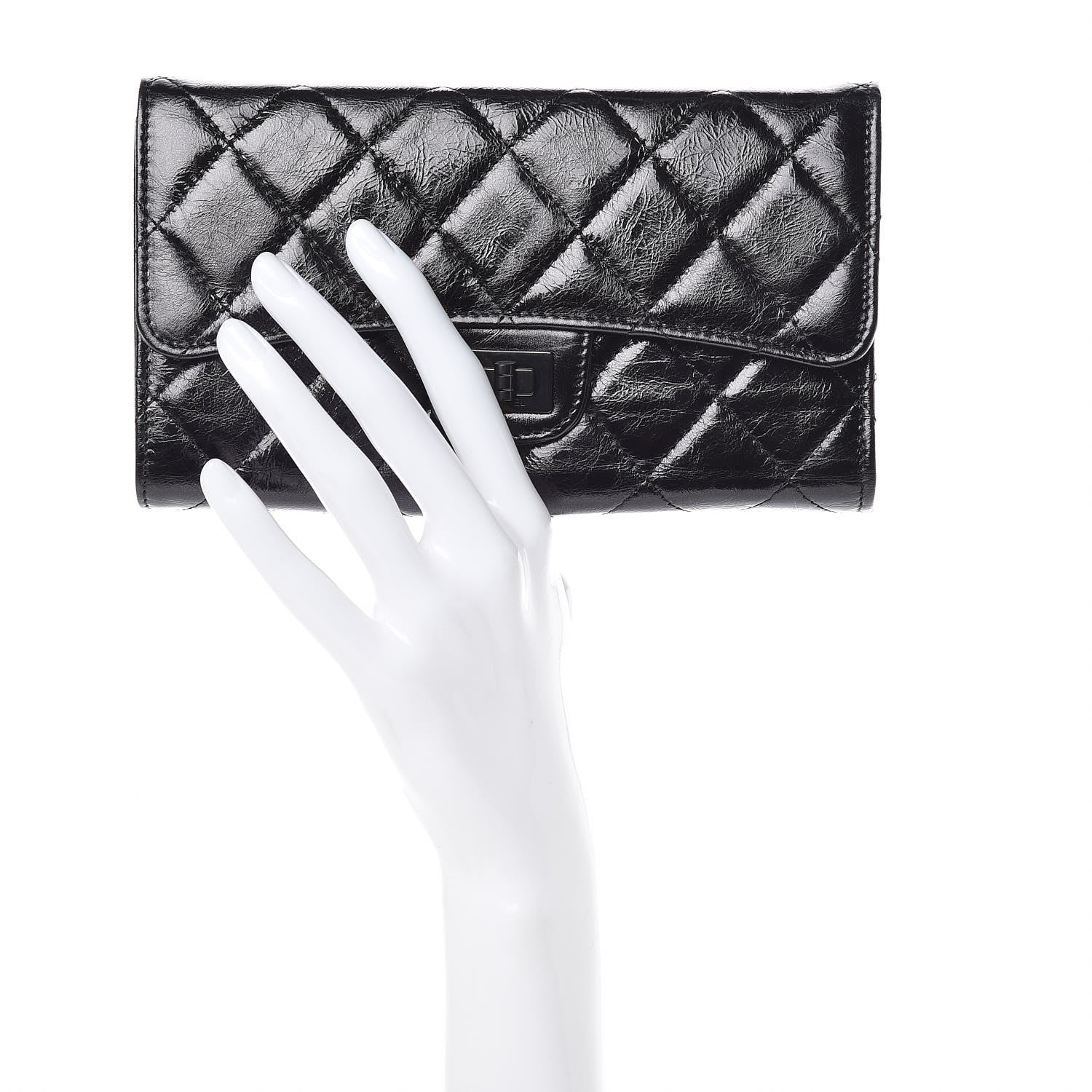 Chanel Glazed Calfskin Quilted Reissue Long Flap Wallet So Black 2 of 10