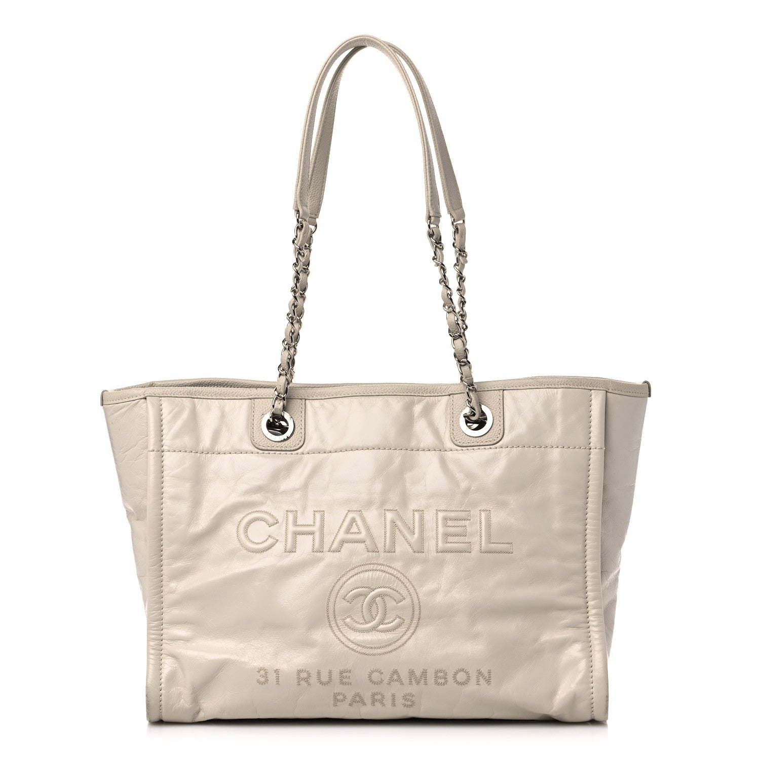 Chanel Glazed Calfskin Small Deauville Tote Ecru 1 of 15