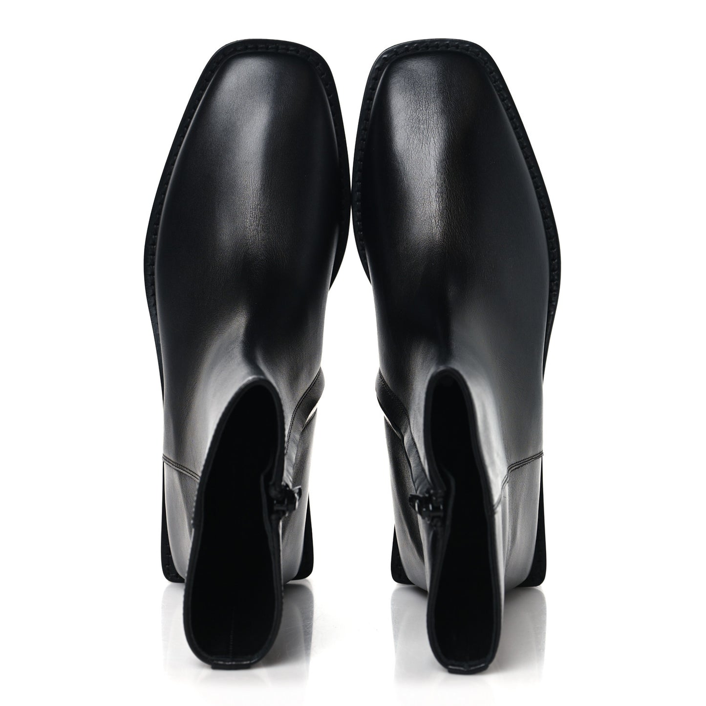 Calfskin Soft Rim Ankle Booties 37 Black