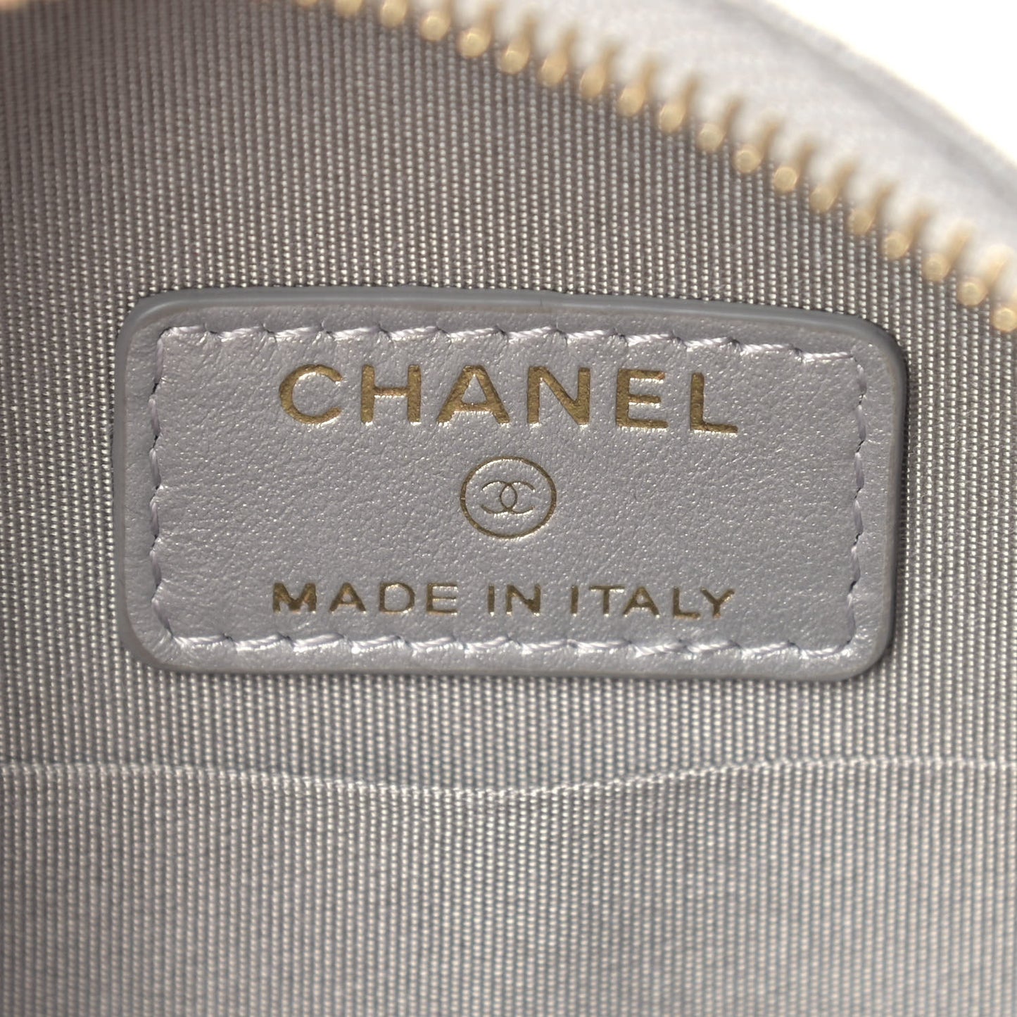 Metallic Lambskin Quilted Chanel 19 Round Clutch With Chain Silver