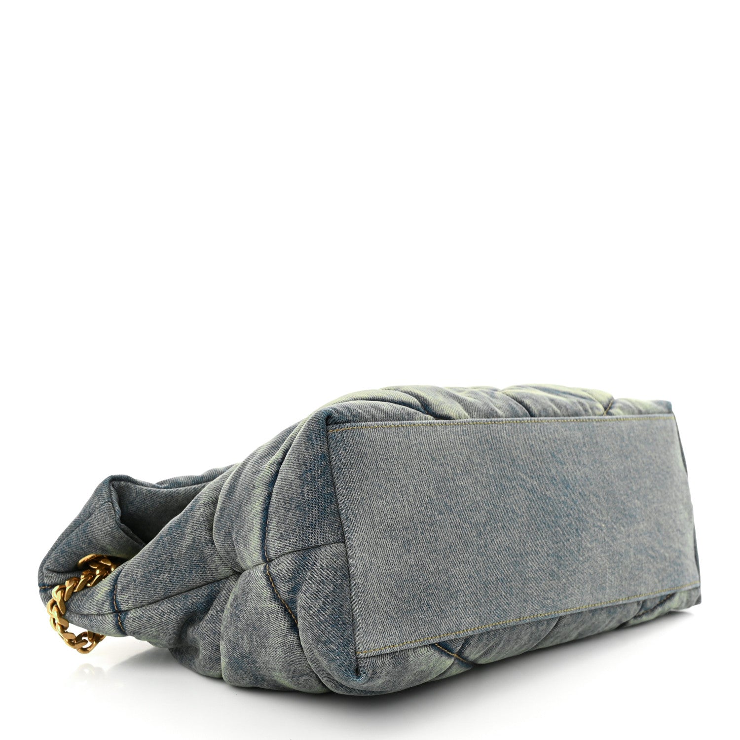 Saint Laurent Denim Quilted Medium Loulou Puffer Monogram Chain Satchel Blue Cinnamon 4 of 10