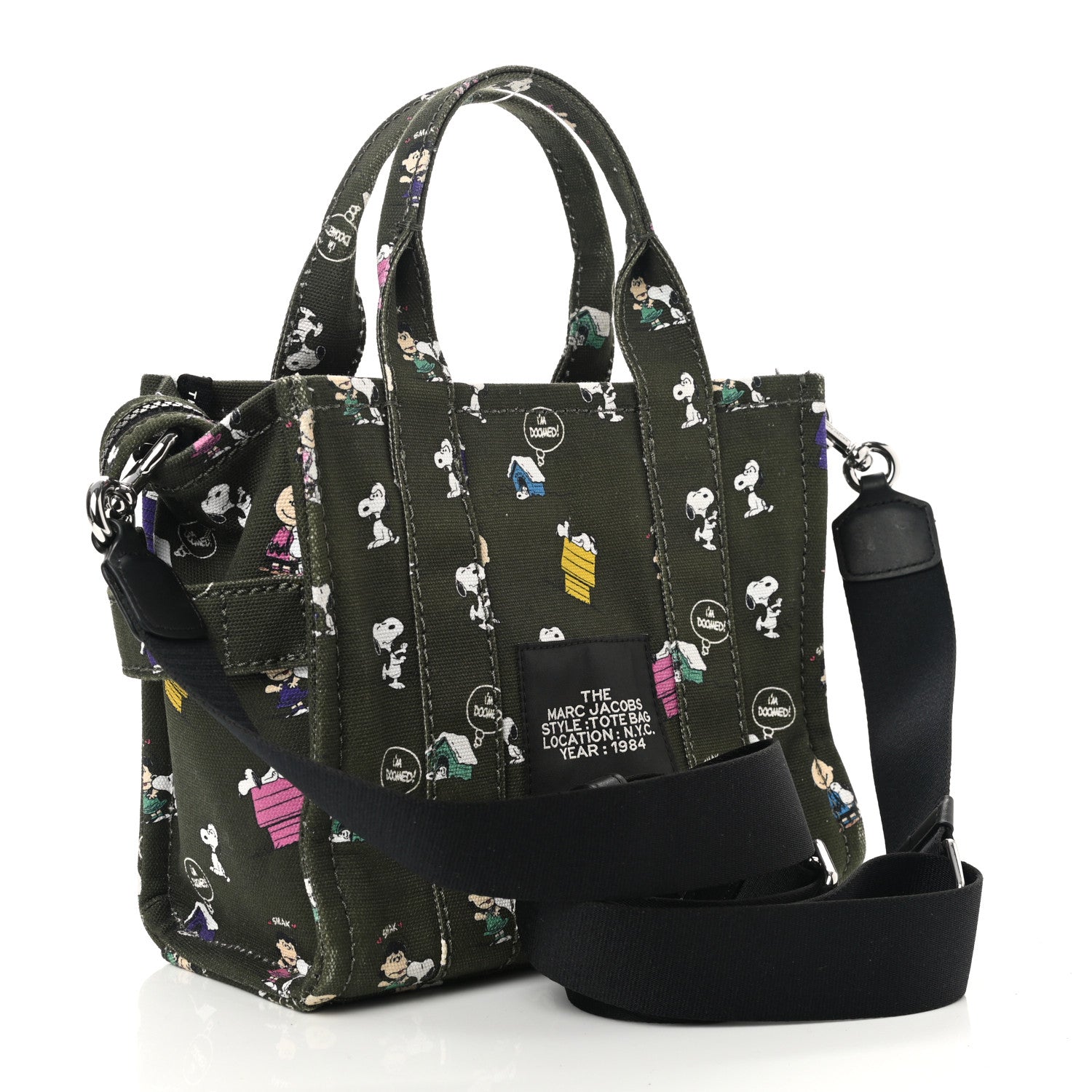 Marc Jacobs X PEANUTS Canvas Small Characters Tote Bag Green