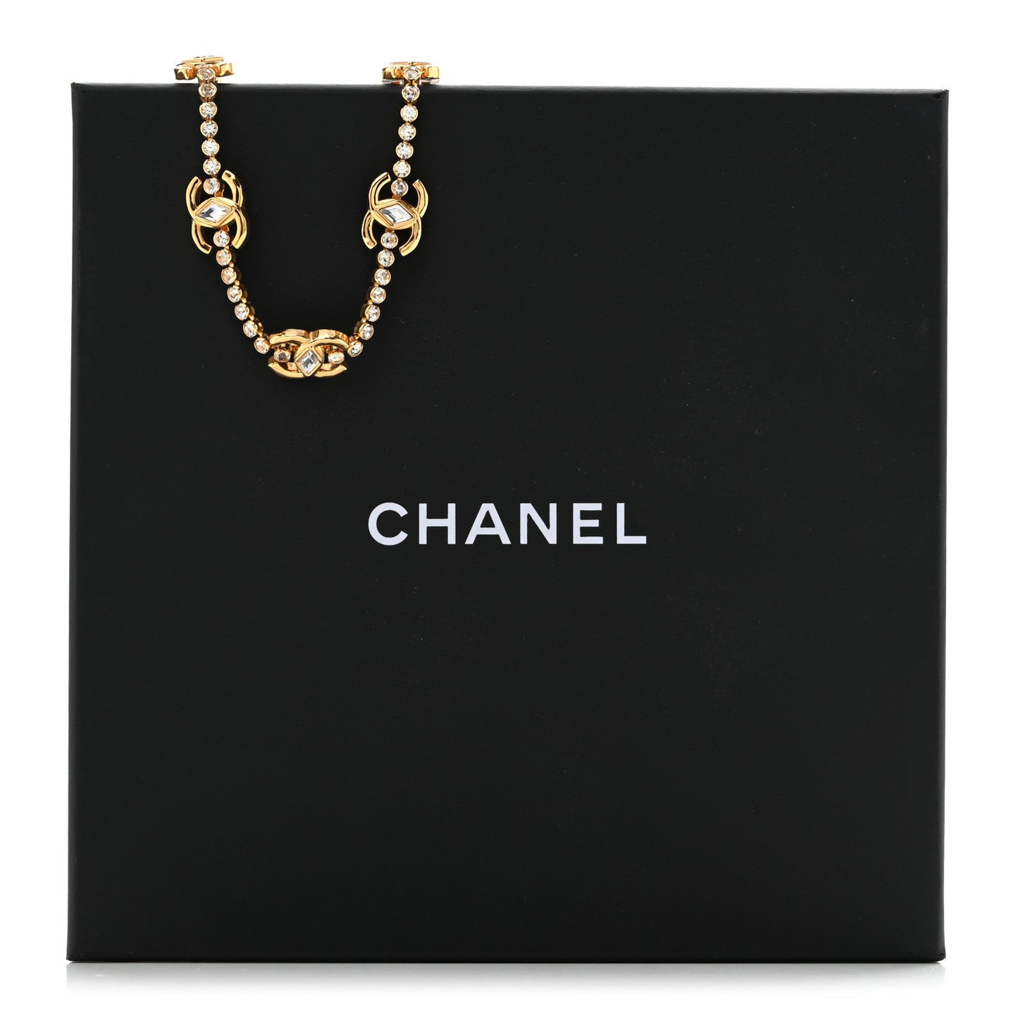Metal Crystal CC Marquise Choker Gold