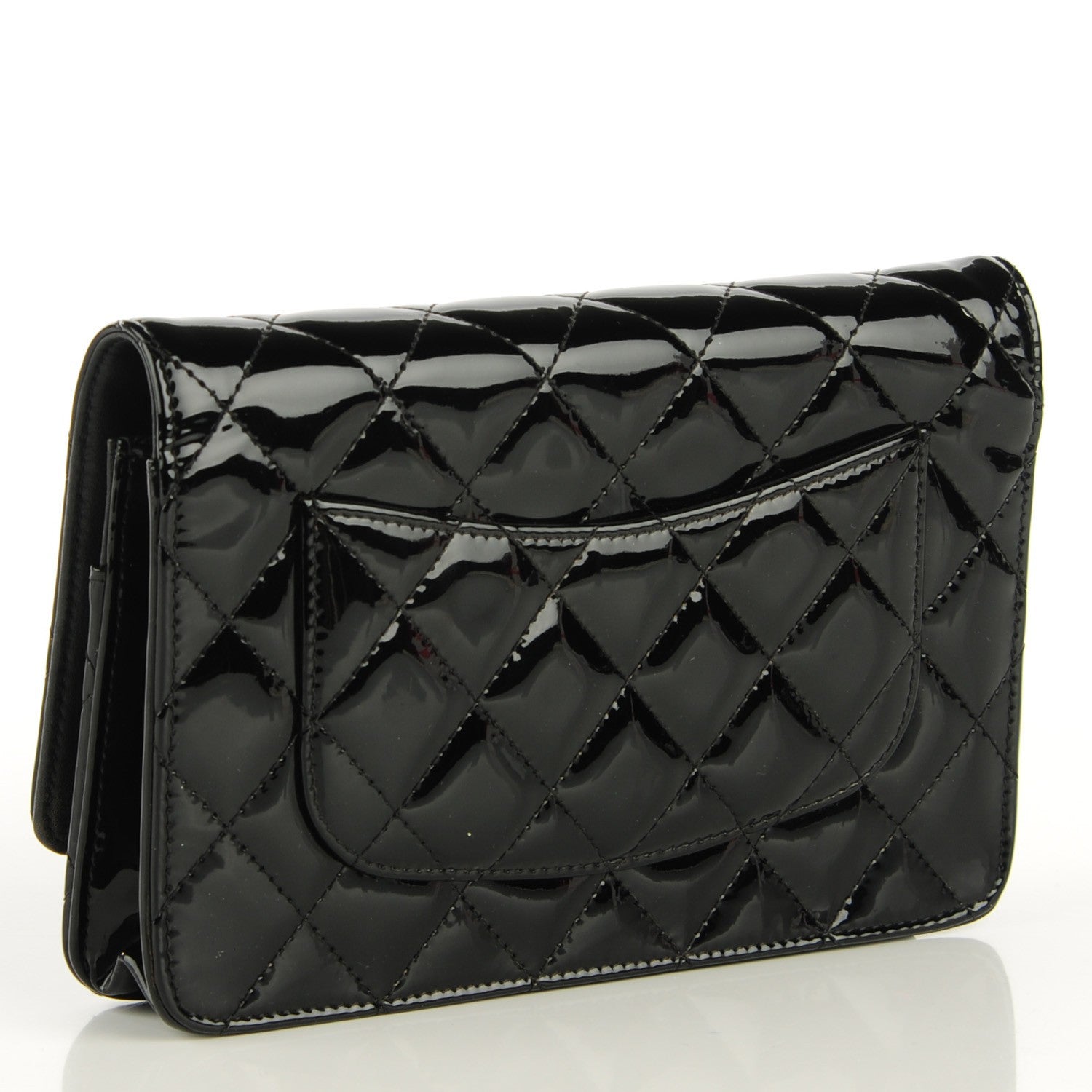 Chanel Patent Quilted Wallet On Chain WOC Black 3 of 8