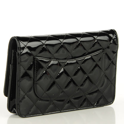 Chanel Patent Quilted Wallet On Chain WOC Black 3 of 8