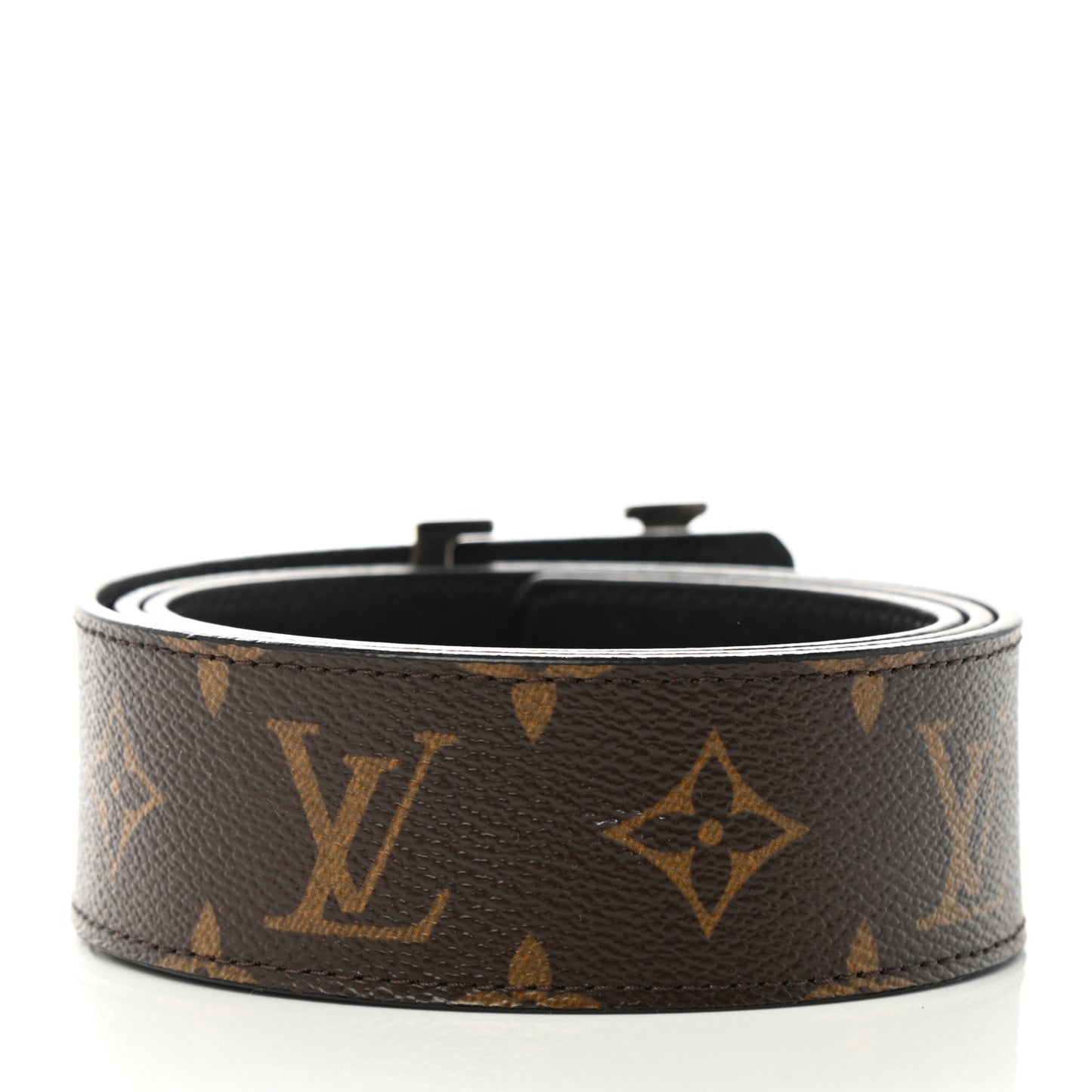 Monogram Macassar LV Initiales Reversible Belt 85 34 Black