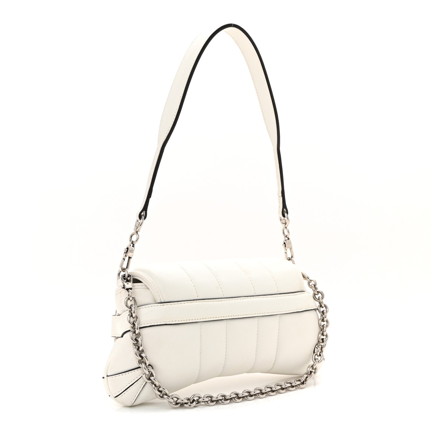 Gucci Nappa Vertical Matelasse Small Maxi Horsebit Chain Shoulder Bag Great White 3 of 13