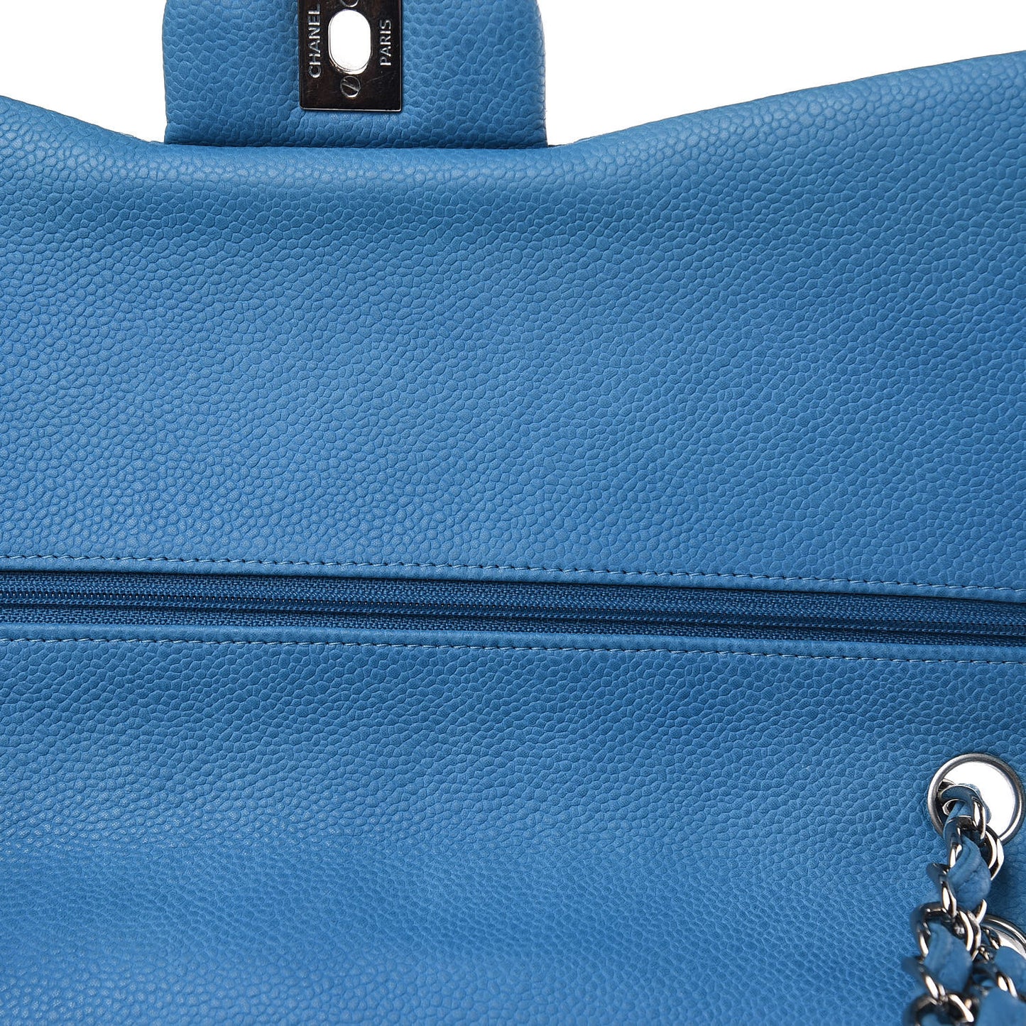 Iridescent Caviar Quilted Jumbo Double Flap Blue