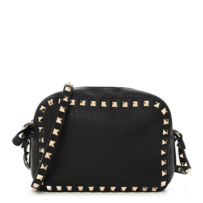 Valentino Garavani Pebbled Calfskin Rockstud Camera Crossbody Bag Black 1 of 9
