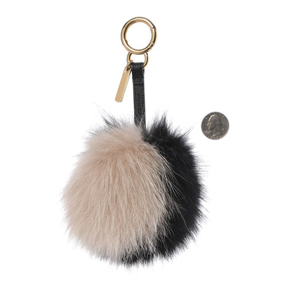 Fendi Fox Fur Pom Pom Bag Charm Black White 2 of 4