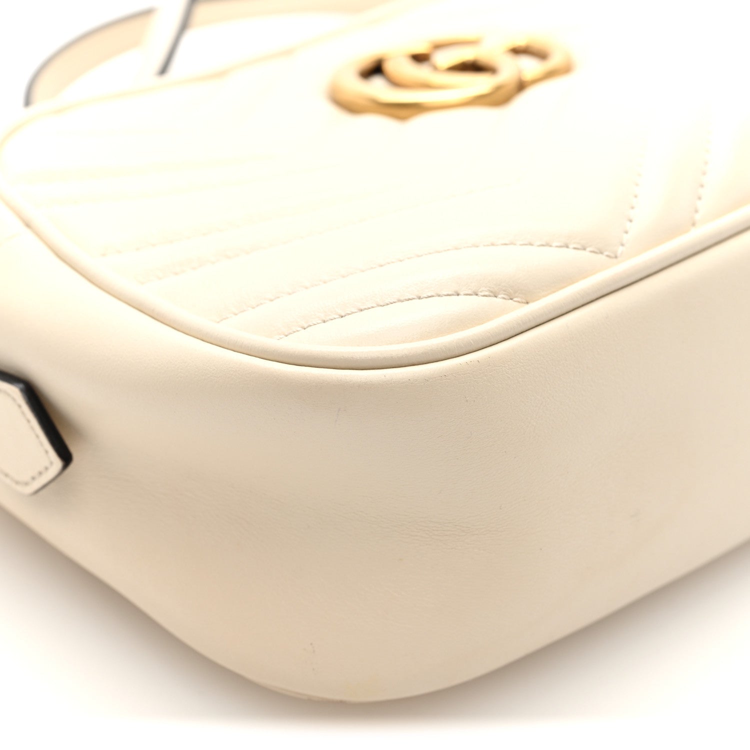 Gucci Calfskin Matelasse Small GG Marmont Chain Shoulder Bag White 9 of 10