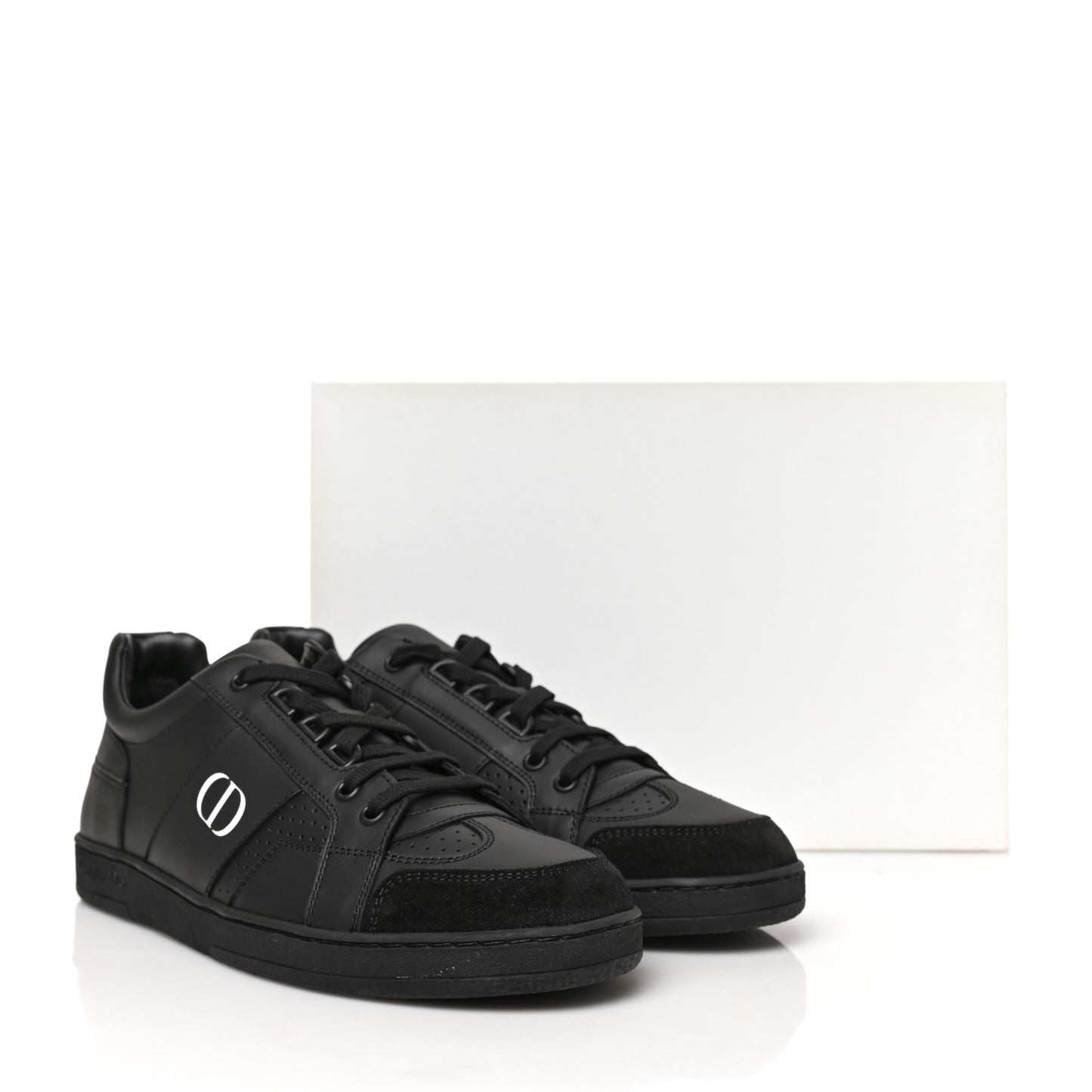 Calfskin Suede Logo Sneakers 38.5 Black
