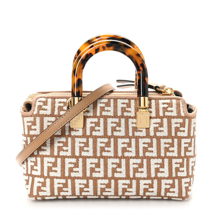 Fendi Raffia Chenille Vitello King Plexiglass Micro FF Mini By The Way Top Handle Boston Bag Naturale White 1 of 10