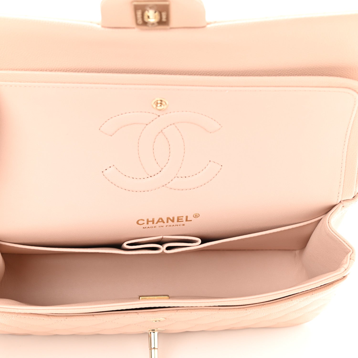 Chanel Caviar Quilted Medium Double Flap Light Beige 5 of 10