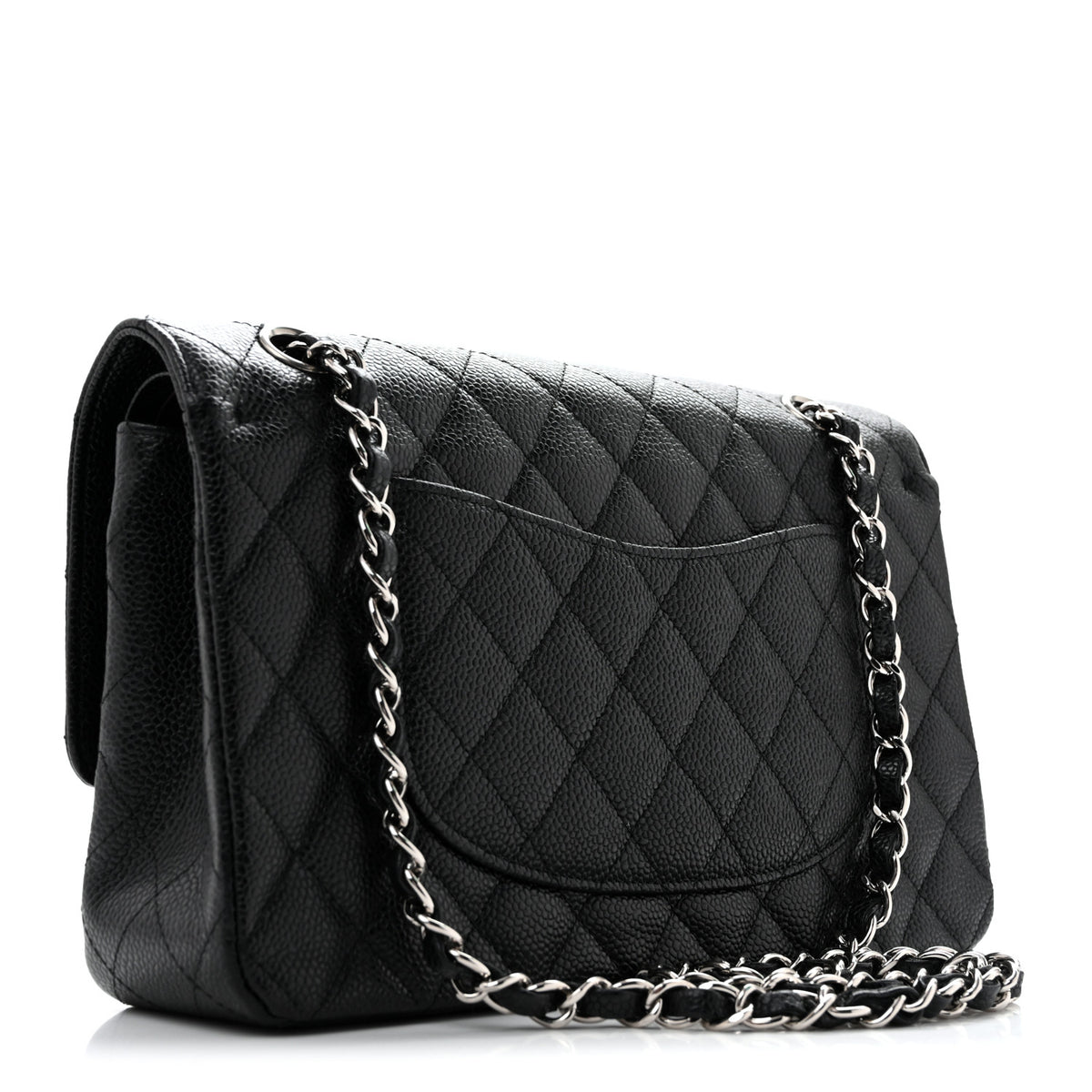 Caviar Quilted Medium Double Flap Black