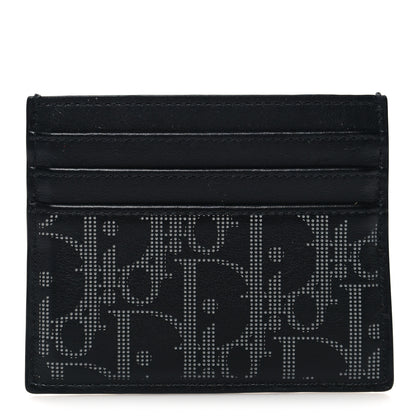Christian Dior Calfskin Oblique Galaxy Perforated Card Holder Black White 1 of 8